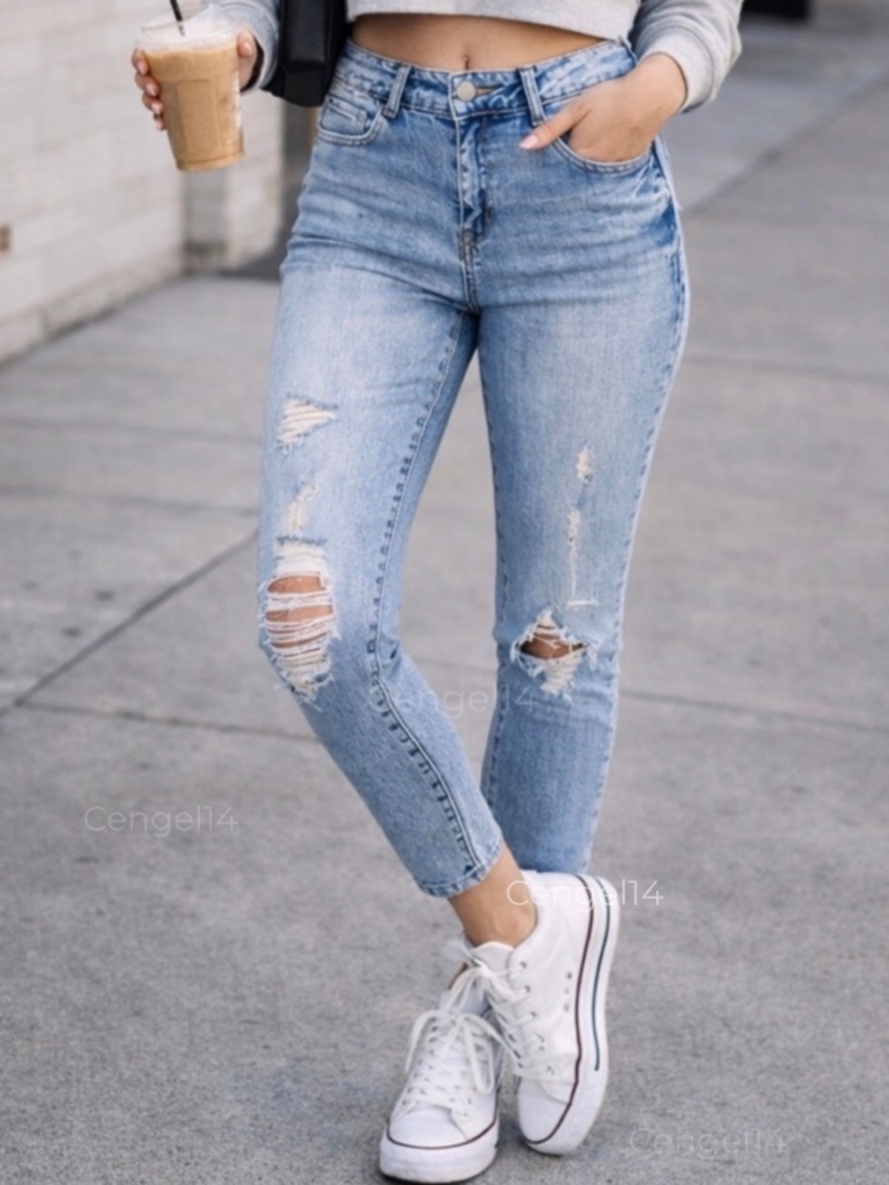 Wishlist Distressed Mid-Rise Skinny Ankle Jeans Light Wash Juniors 7 NWT